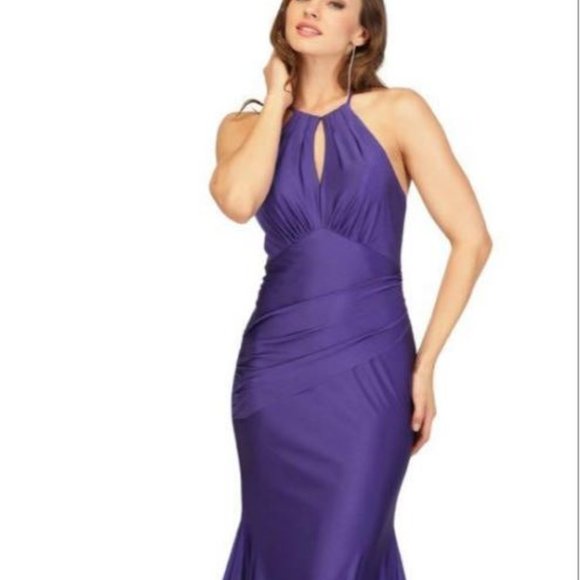 Red Carpet Dress ! Fitted stretch material low back, with train, mermaid - Picture 5 of 6